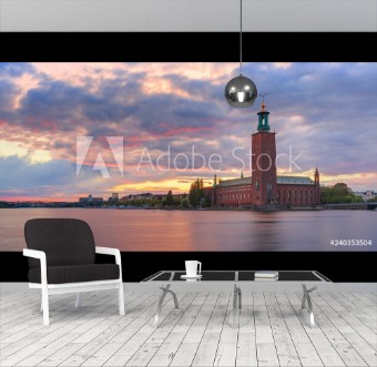Picture of City Hall at sunset Stockholm Sweden